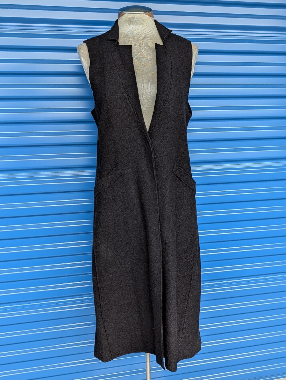 EILEEN FISHER boiled merino wool long vest S